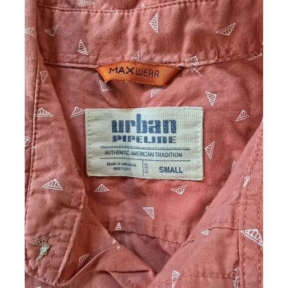 Urban Pipeline boys Coral Geo Short Sleeve Button-Up Shirt Small 100% cotton - Picture 4 of 7